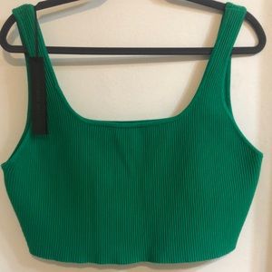 NWT House Of Harlow 1960 Luxe Essentials Compression Knit Square Neck Crop Top